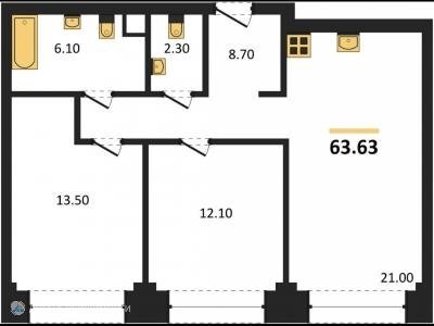 Банников, 3-комнатная квартира, 84 м2, 4/8 эт.