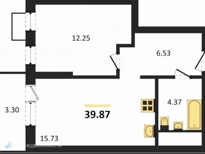 1-комнатная квартира, 40 м2, 12/30 эт.