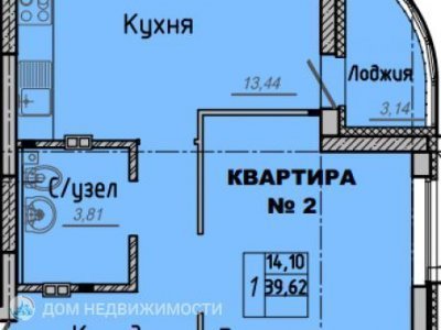 1-комнатная квартира Рябиновый, 40 м2, 2/16 эт.