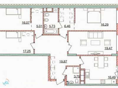 4-комнатная квартира Макаровский, 135 м2, 10/10 эт.