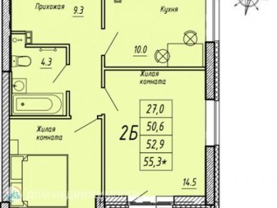 2-комнатная квартира На Мостовой, 52 м2, 25/25 эт.