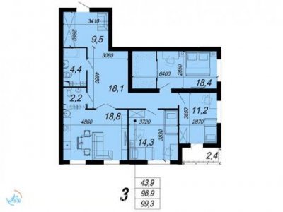 3-к.кв. ЖК Уральский, 101 м2, 16/25 эт. 3-к.кв. ЖК Уральский, 101 м2, 16/25 эт.