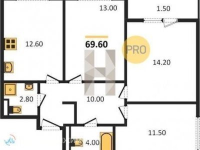 ЖК Космонавтов, 11, 70 м2, 6/10 эт.